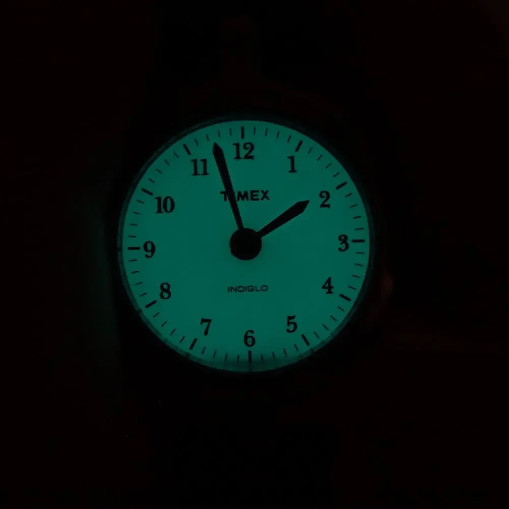 Timex Indiglo Petite 21mm Silver Tone Womens Watch Black Leather w New Battery